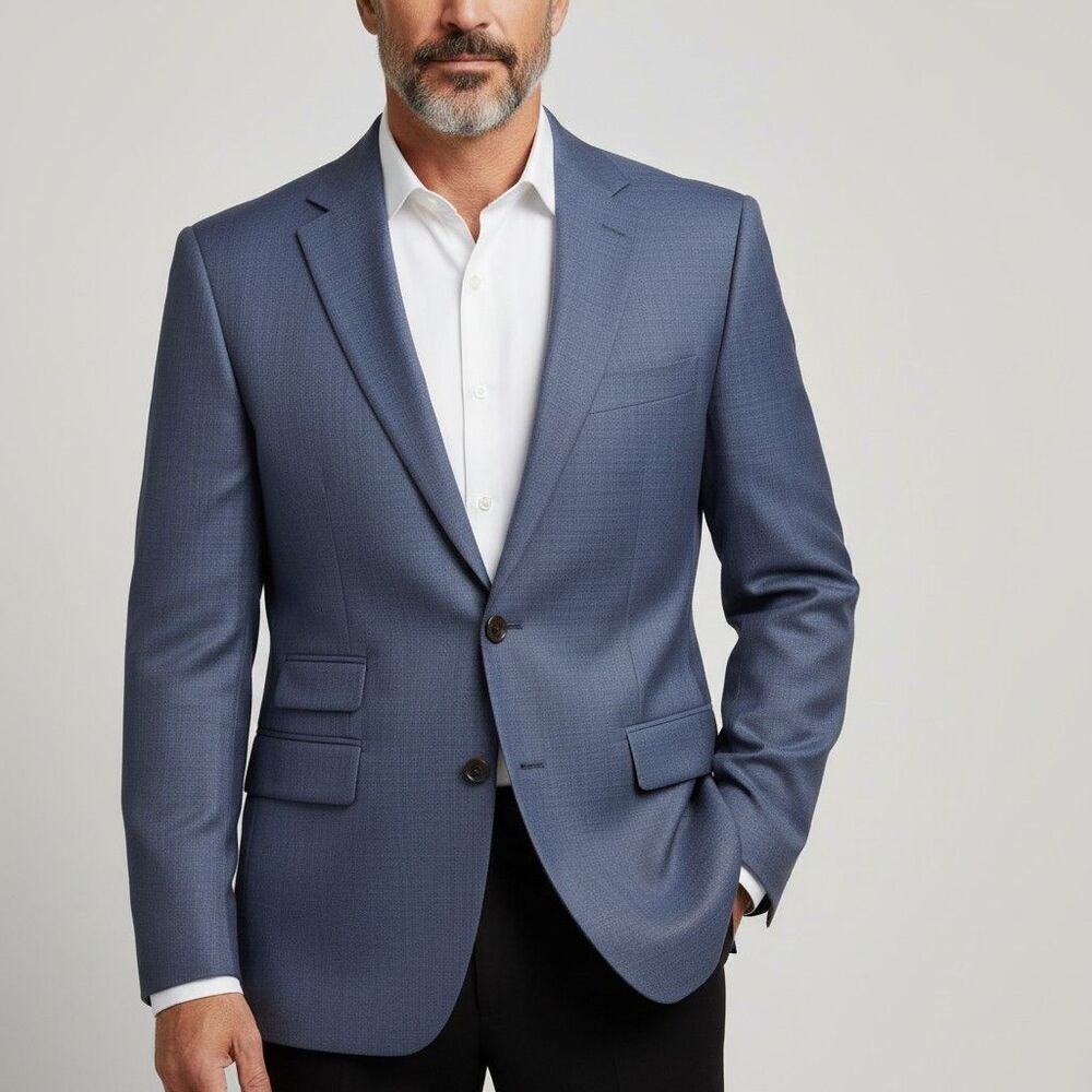 $429 INDOCHINO Mens 38R Gray Wool Blazer Sport Coat Two Button Jacket Suits
